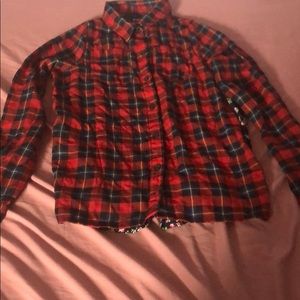 Flannel shirt with flower design